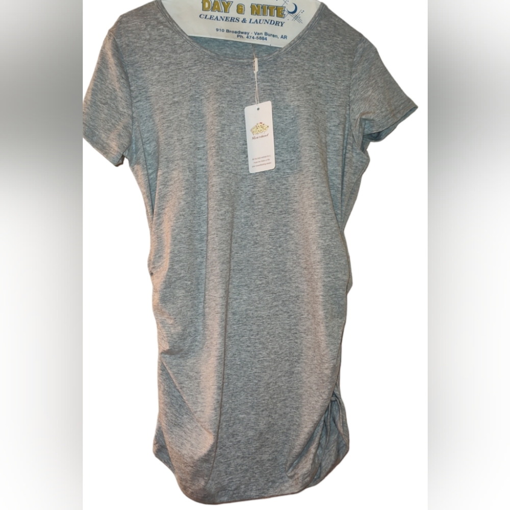 Bearsland Womens Breastfeeding Made Easier Maternity Gray Top/Dress Small